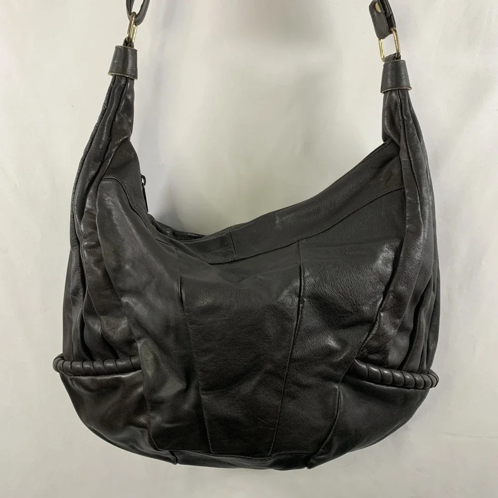 VTG 90s Carlo Amboldi Womens Leather Hobo Bag Shoulder Purse Brown Italy Slouchy